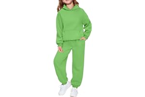 Hoodie Sweatsuit Set for Boys Girls 2 Piece Hooded Sweatshirt Jogger Sweatpants Tracksuit Kids Athletic Solid Outfits