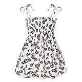 TOPUUTP Girls Floral Lace-up Bow Dress, Retro