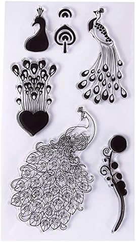 1 Pcs Clear Stamps Silicone For Card Making Christmas Craft Pattern Peacock Heart Transparent Stamp Seal Rubber Postage Design DIY Scrapbooking Photo Album Diary Decoration Supplies Gifts (Peacock)