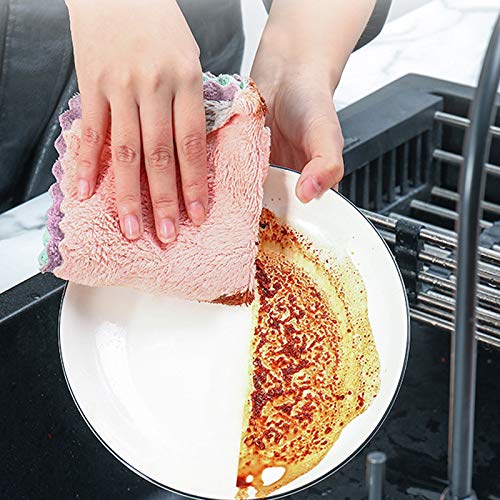 Kitchen Coral Velvet Dish Towel，Double-Sided Super Absorbent Dish Cloths， Household Cleaning Cloths(18-Pack)