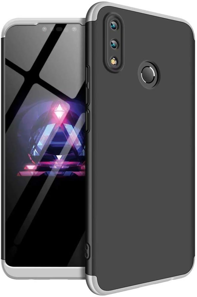 JINCHANHGWU Huawei Nova 3i/ P Smart + Hard PC Case for Huawei Nova 3i/ P Smart + Rigid Cover Solid High Quality hard Plastic Shell Shockproof Tough Case Cover 3 in 1 Phone case for Huawei Nova 3i/ P Smart + Black and Silver