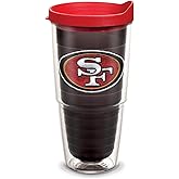 Tervis Made in USA Double Walled NFL San Francisco 49ers Insulated Tumbler Cup Keeps Drinks Cold & Hot, 24oz, Primary Logo - Quartz Inner