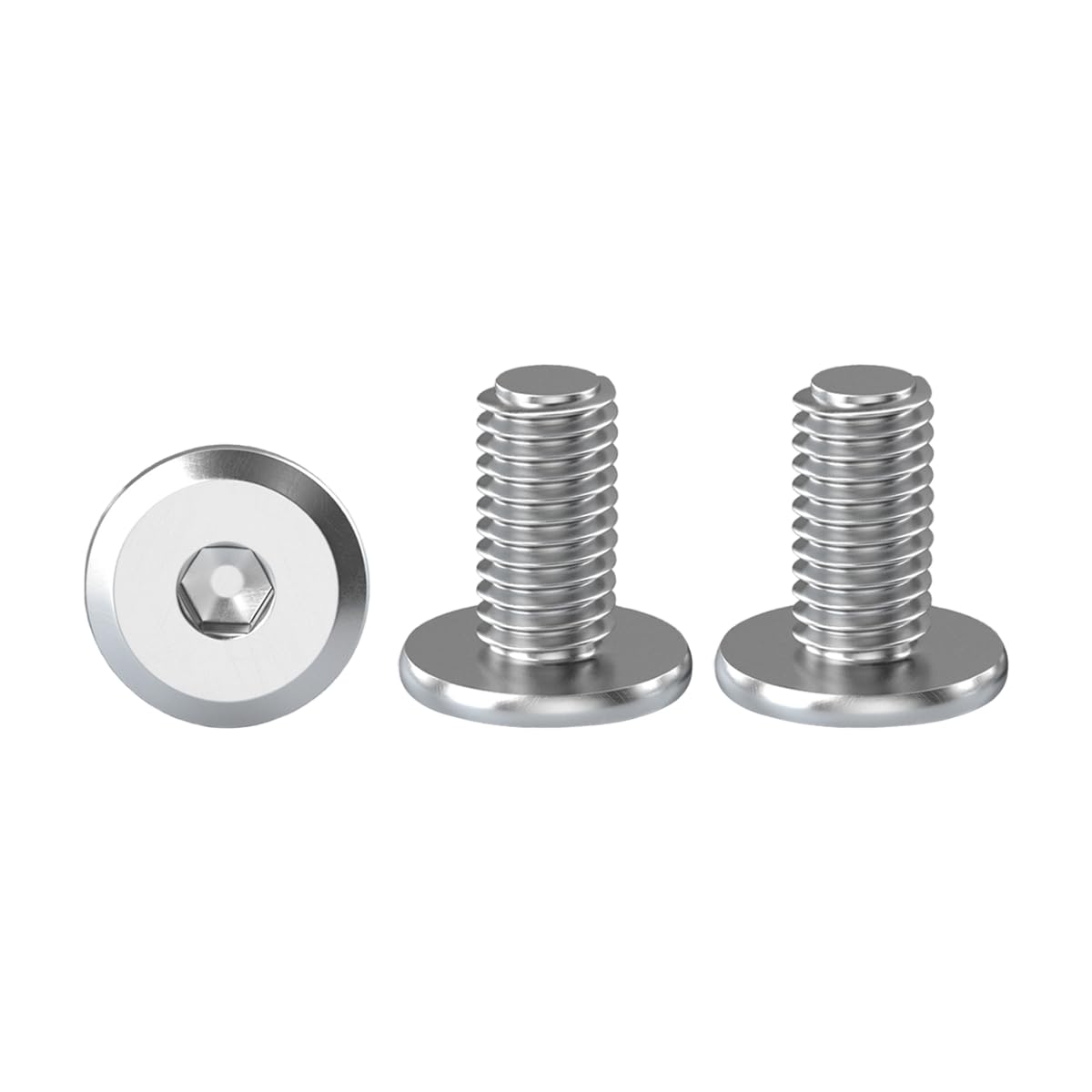 Drenky M5 Furniture Bolts, Flat Head Screw 10mm Hex Bolt 304 Stainless Steel Fully Thread Machine Screws 20 Pack Joint Connector