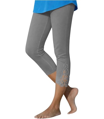 Amazon.com: Lace Leggings for Women Elastic High Waisted Capris