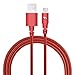 Tech Armor Apple MFi Certified Lightning Cable to USB A - 6FT Red - Tough-Braided Extra-Strong Jacket - Sync/Charge iPhone & iPad