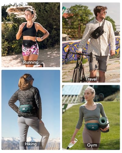 Waterfly Men's Women's Small Fanny Pack with RFID Blocking Anti-Theft Waist Bag with Adjustable Belt for Travel, Hiking, Cycling, Walking, City Holiday, Black