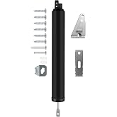 Screen and Storm Door Closer Kit, Heavy Duty Pneumatic Screen and Storm Door Closer, Screen and Storm Door Push Button Latch Set Replacement Kit, Adjust Smooth Closing Speed (Black)