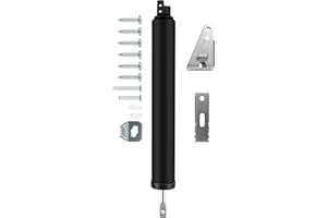 OXDFK Screen and Storm Door Closer Kit, Heavy Duty Pneumatic Screen and Storm Door Closer, Screen and Storm Door Push Button Latch Set Replacement Kit, Adjust Smooth Closing Speed (Black)