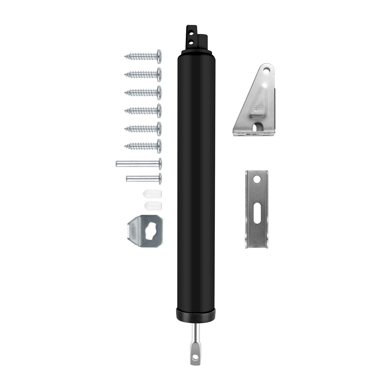 Photo 1 of Screen and Storm Door Closer Kit, Heavy Duty Pneumatic Screen and Storm Door Closer, Screen and Storm Door Push Button Latch Set Replacement Kit, Adjust Smooth Closing Speed (Black)