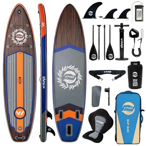 WNOVA 11' Inflatable Stand Up Paddle Board, 34" Extra Wide Stable iSUP for Adults & Youth, with Camera Mount & Premium Accessories, Non-Slip Deck for All Skill Levels