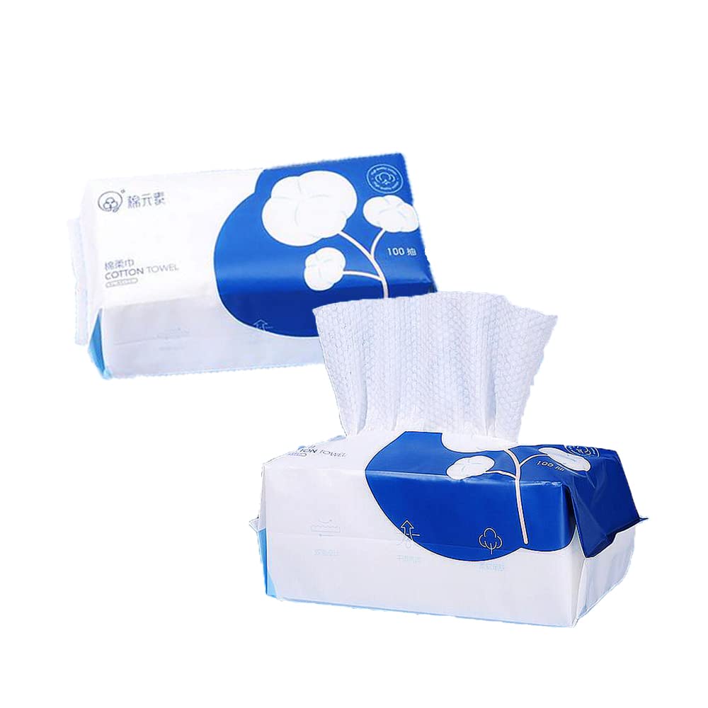 OUGEER 1 Pack 100% Soft Cotton Pad, Removable Disposable Facial Cleansing Face Towel Cotton Non-woven Cotton Pad, Wet and Dry Face Towel, Multi-purpose Disposable Face Towel,Removing Makeup and Cleani