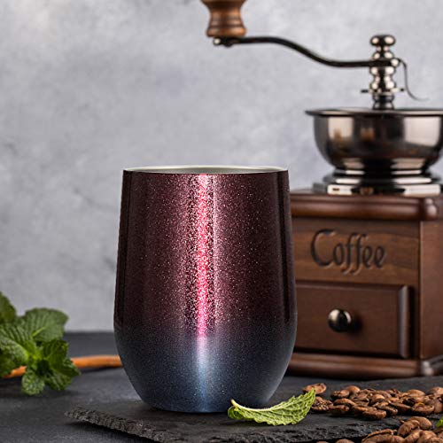 image for Insulated Wine Tumbler with Lid, Deedro 12 oz Double Wall Vacuum Insul