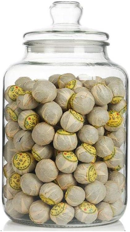 Hokaime Transparent Glass Jar Airtight Canister Kitchen Food Set With Natural Bamboo Cover, Suitable For Candy/Biscuit/Rice/Sugar/Flour/Pasta/Nuts, 8L