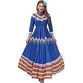 STIOEDYUAN Women Mexico Costume Dress Halloween Traditional Senorita Dance Folk Style Cinco De Mayo Fiesta Flower Headwear