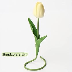 10 Pcs Cream Tulips Artificial Flowers Real Touch