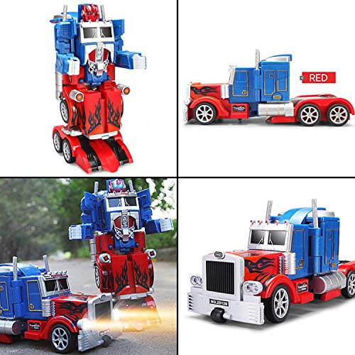YARMOSHI Robot Truck 2 in 1 Action Figure, Autobot. This Remote Control Fighter Toy has a USB Connection for Easy Charging. Made of Safe, Sturdy Materials, (Blue-Gold)