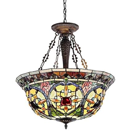 Chloe Tiffany Style 3 Light Floral Motif Inverted Pendant