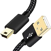 SCOVEE Mini USB Cable Braided 6ft Type A Male to Mini B Cable Data Charging Cord for GoPro Hero 3+,PS3 Controller Cord,MP3 Player,Dash Cam for Garmin Nuvi,Camera Charger for Canon PowerShot Rebel ELPH