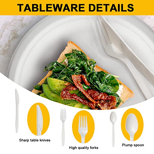 300 Piece Compostable Plates Utensils, Biodegradable Disposable