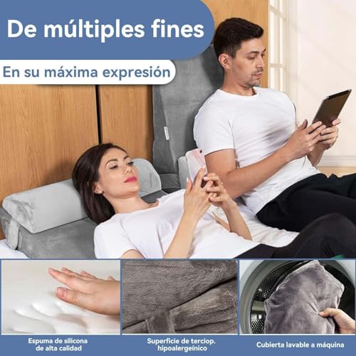 Unicame Conjunto de 4 Almohadas Ortopédicas en Cuña para Cama,Almohada de Cuña para Dormi Recuperación Postoperatoria,Mitigación de Reflujo Ácido y Gastroesofágico (Espuma de Poliuretano, 4)