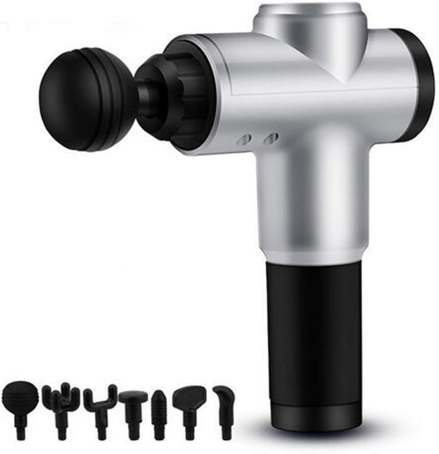 CHENJC Electric Fascia Gun, Soothing Muscles, Massage Gun, Vibrating Gun, 6-Position Adjustment of Deep Vibration,Silver