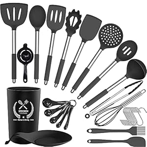 Silicone Kitchen Utensils Set,30 Pcs Silicone Cooking Utensils Set,Stainless Steel Cooking Utensils Heat Resistant…
