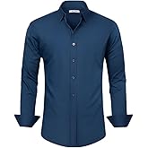 WYWK Men's Dress Shirt Slim Fit Long Sleeve Solid Button Down Shirts for Men Business Wedding