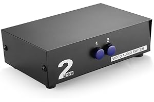 TNP AV Switch Box Switcher Selector (2 Input 1 Output) - 2 Way Port Stereo RCA Audio and Composite Video Selector Switch Box 