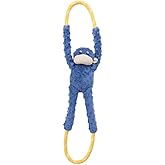 ZippyPaws RopeTugz - Durable Dog Pull Rope Toy, Interactive Tug of War for Large, Medium, & Small Dogs, Squeaky Pet Products to Keep Them Busy, Made with Heavy Duty Climbing Rope - Blue Monkey