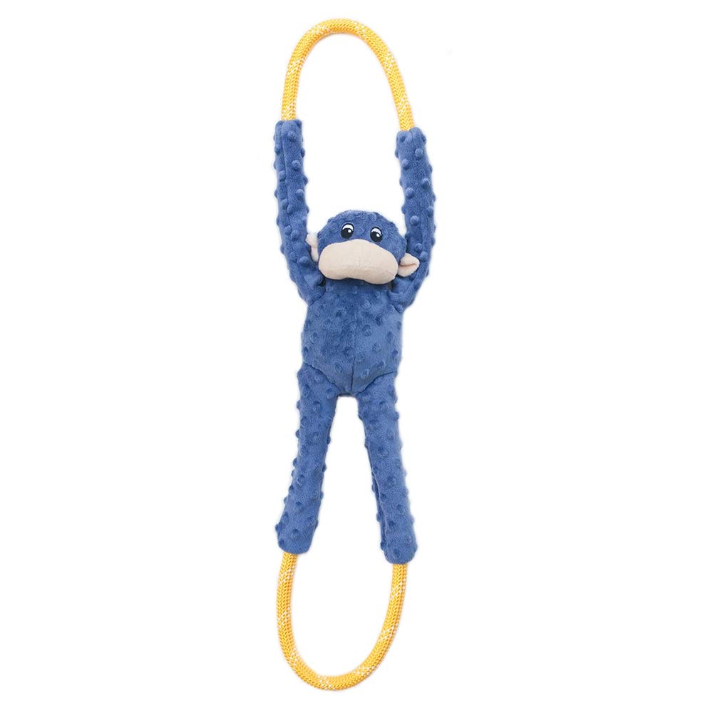 ZippyPaws - Monkey RopeTugz, Squeaky and Plush Rope Tug Dog Toy - Blue — image 1