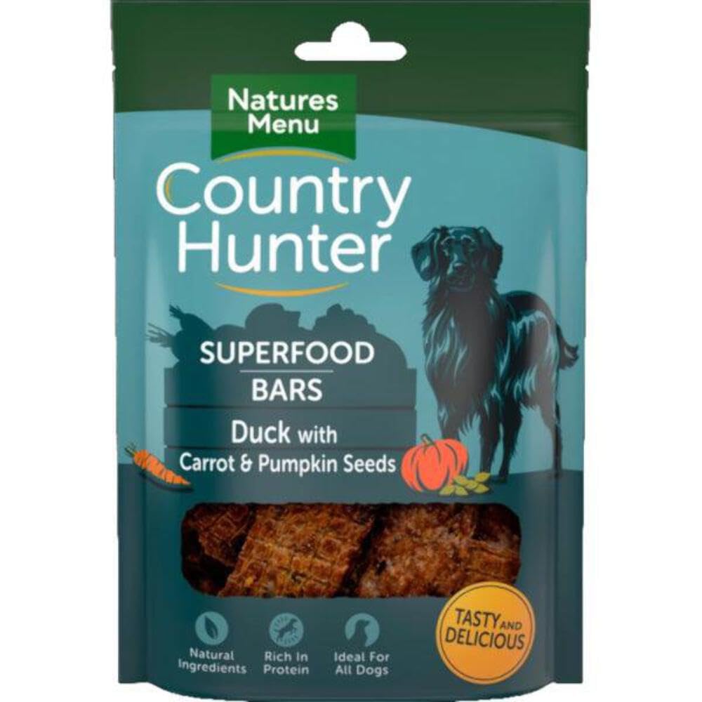Natures Menu Country Hunter Superfood Dog Bars Duck with Carrot & Pumpkin Seeds 7x100gm