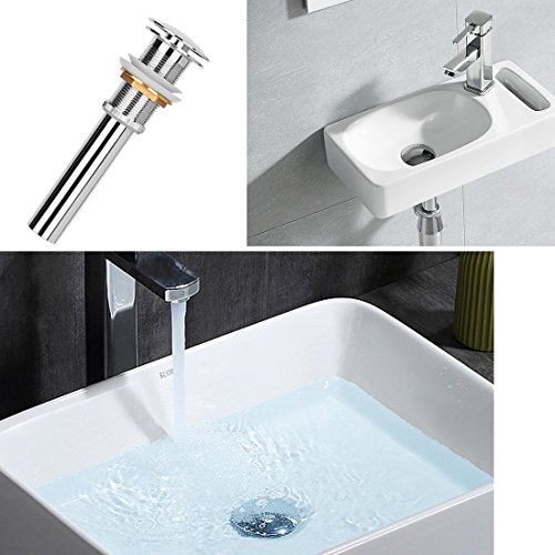 RUNMADE Bathroom Faucet Vessel Vanity Sink Pop Up Drain Stopper without Overflow, Polished Chrome