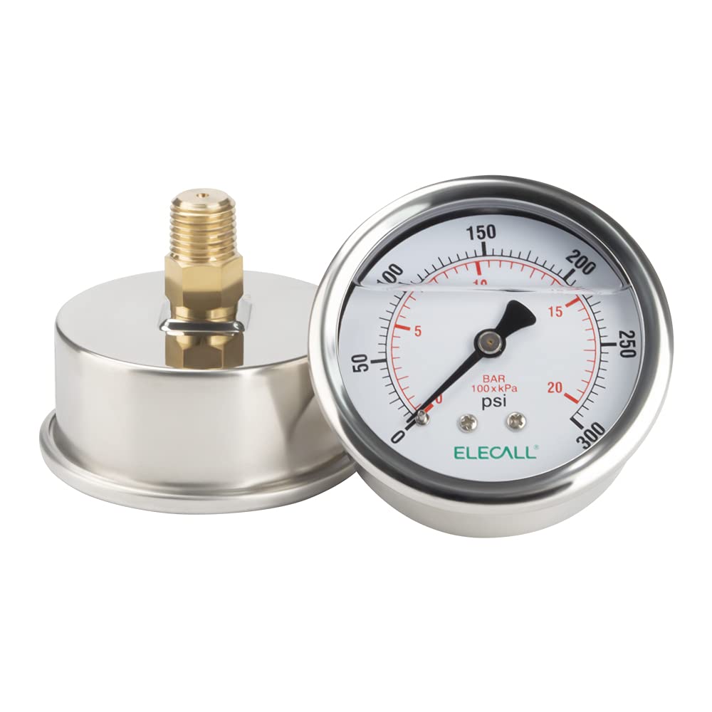 ELECALL 300psi Silicone Oil Filled Pressure Gauge