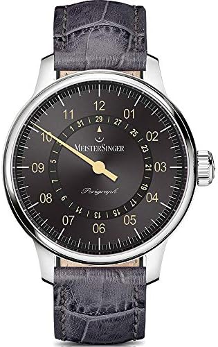 Meistersinger Men's Perigraph 43mm Grey Leather Band Steel Case Sapphire Crystal Automatic Watch AM1007OR