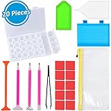 Dearkays 20 Pieces Diamond Painting Tools 5D DIY Diamond Painting Accessories Diamond Cross Stitch Kits with 28 Slots Diamond Embroidery Box for Adults or Kids by INFELING (20 Pieces)