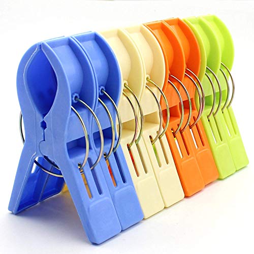 WARMBUY Set of 8 Beach Bath Towel Clips in 4 Fun Bright Colors for Beach Chair or Pool Loungers on Your Cruise - Keep Your Towels from Blowing Away - Thumbnail 4