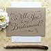 5 Pack - Will You Be My Bridesmaid Cards (4), Maid of Honor Card (1) - Assortment Pack of 5 - Kraft Rustic Wedding Party Cards