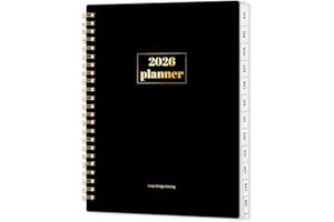 SUNEE 2026 Planner Weekly and Monthly Calendar Planner, January 2026-December 2026, Daily Agenda 6.4"x8.3", Tabs, Note Pages, Spiral Binding, Black