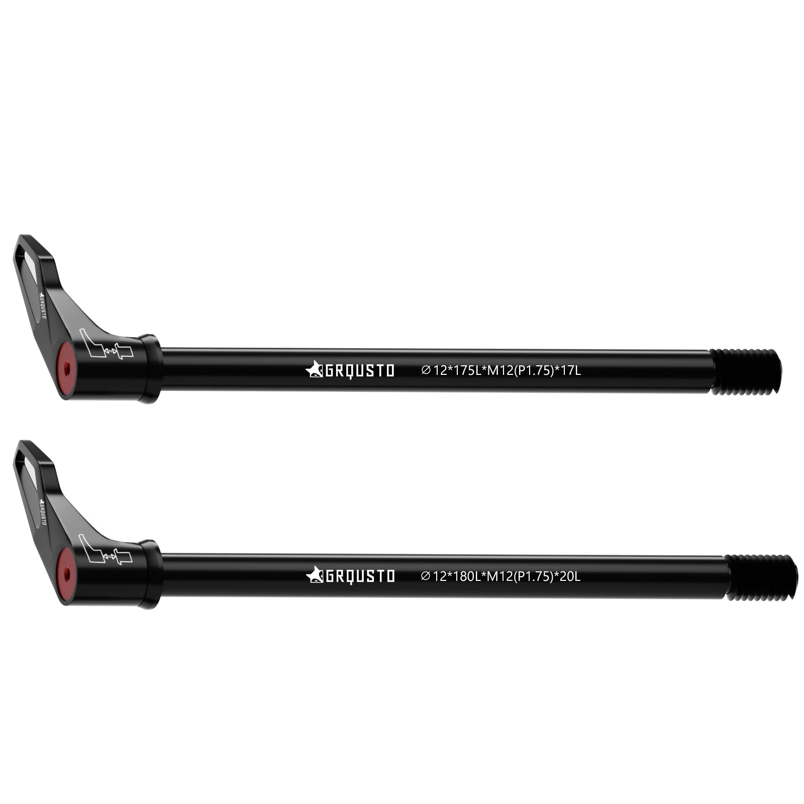 Photo 1 of 1 GRQUSTO 1.75mm Thread Pitch Front Rear Quick Release Thru Axles for Bicyle Suspension Forks Rigid Forks and Bike Rear Frame, Free Rotating Handle Road Mountain Bike Axle: 12mm x 175mm