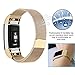 POY Metal Replacement Bands Compatible for Fitbit Charge 2, Milanese Loop Stainless Steel Bracelet Smart Watch Strap with Unique Magnet Lock, Small Gold