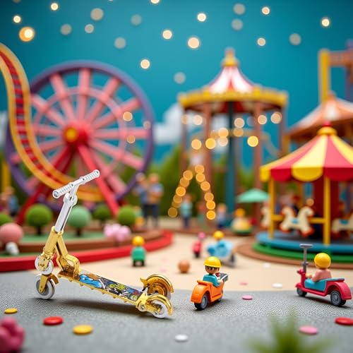 Gold Mini Two Wheel Toys Tiny Fingerboard Scooters, Mini Finger Skateboards Toy, Finger Scooter Fingertip Movement Skateboard for Finger Training Play Vehicles Finger Boards and Finger Bikes