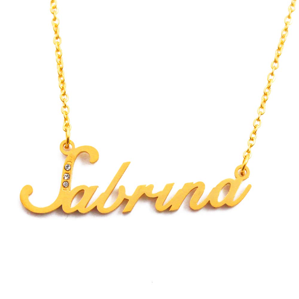 Kigu Sabrina Personalised Name Necklace - Gold Tone - Custom Jewellery - Incl Gift Packaging
