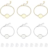 UNICRAFTALE 10 Sets 2 Colors Bracelet Bezel Settings Stainless Steel Bezel Bracelets Blank Tray Bangles 16mm Flat Round Glass Cabochons Bracelet Blanks for Crafting DIY Bracelet Making