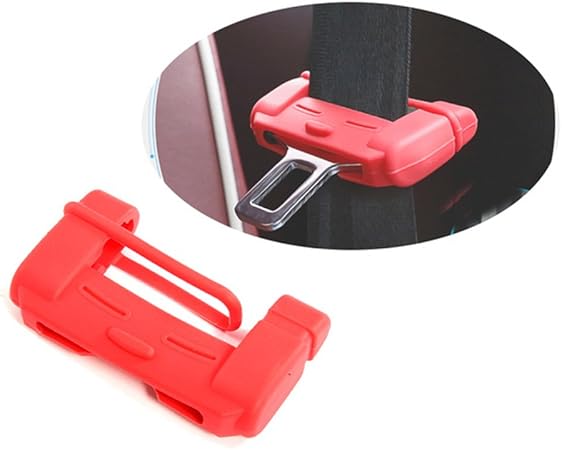 Amazon Mini Rainbow シリコン シートベルト カバー 傷防止 洗える シリコンカバー タングプレートカバー バックル キャッチャー カバー シートベルト タングプレートカバー レッド 車 バイク 車 バイク