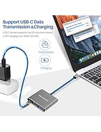 Adaptador USB C a USB 3.0 HDMI 4K USB C de datos y PD de carga, Victorlink USB Tipo C a HDMI Multiport AV convertidor compatible para MacBook, MacBook Pro, Chromebook Pixel, Surface Book 2, Space Grey