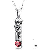 PELOVNY 12 Birth Flower Urn Necklaces for Ashes 925 Sterling Silver Flower Opal/Birthstone Cremation Necklace for Ashes of Loved One Keepsake Memorial Jewelry for Women