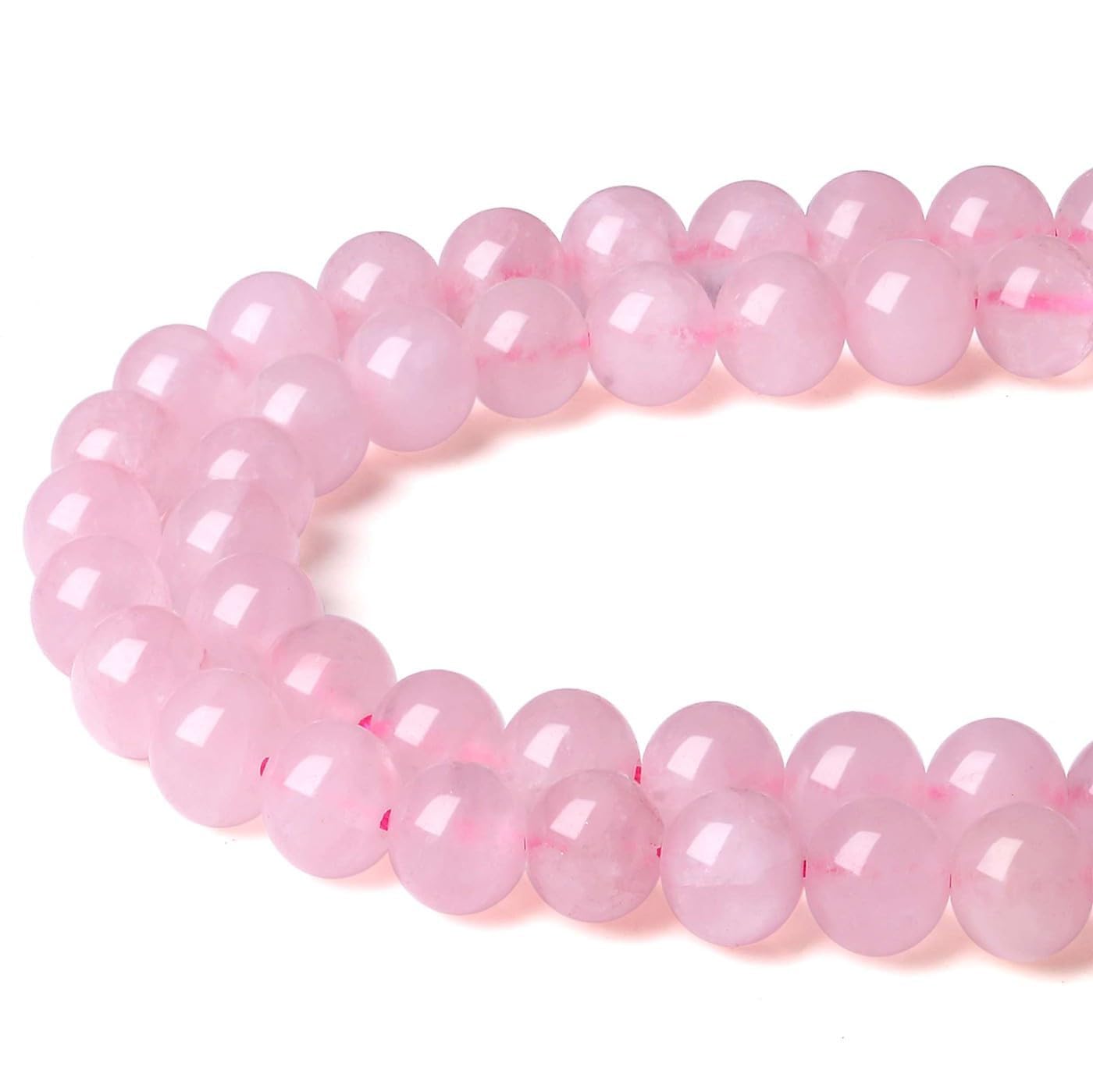 XIANNVXI 8mm Round Loose Pink Beads for Bracelet Making Pink Crystal Rose Quartz Beads for Crafting for Jewellery Making 47 Pcs — image 1