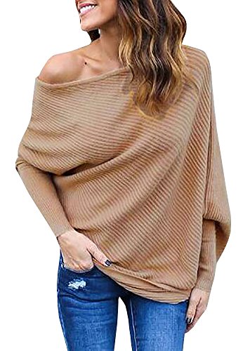 Imily bela women s knitted one shoulder loose pullovers…