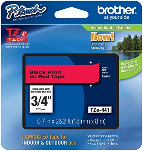 Genuine Brother 3/4" (18mm) Black on Red TZe P-touch Tape for Brother PT-2730, PT2730 Label Maker
