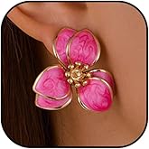 Gold Flower Petal Earrings Flower Stud Earrings for Women Geometric Spring Dresses Earrings Minimalist Statement Jewelry